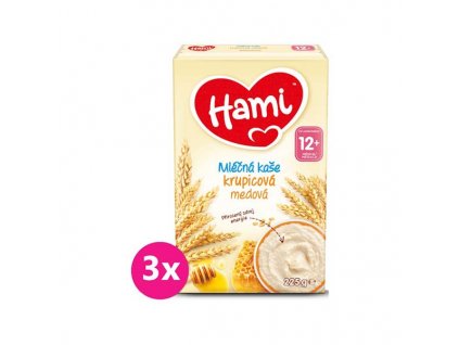 Hami Obilno-mliečna kaša 12+ krupicová medová 3 x 225 g