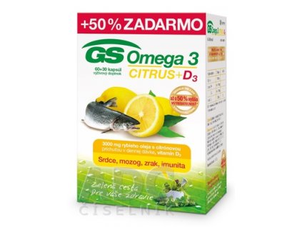 GS Omega 3 Citrus+D3 kapsuly 60+30 ks