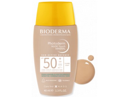 Bioderma Photoderm Nude Touch tónovaný fluid pre zmiešanú až mastnú pleť odtieň Svetlý SPF50+ 40 ml