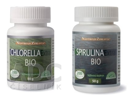 Nástroje zdravia Chlorella Extra Bio 200 ks + Spirulina Extra Bio 200 ks DUOPACK
