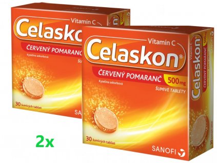 Celaskon červený pomaranč šumivý 500 mg 30 ks + 30 ks