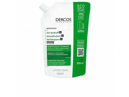 VICHY DERCOS ANTI-DANDRUFF šampón proti lupinám, normálne až mastné vlasy, náplň v ekologickom balení 1x500 ml