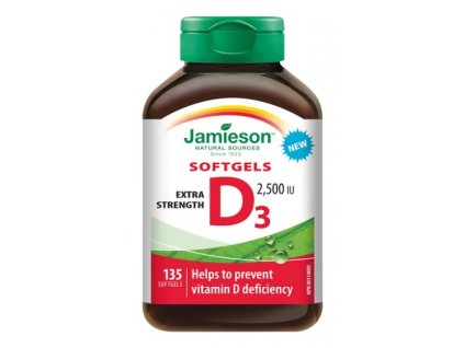 Jamieson vitamín D3 2500 IU cps (mäkké gélové kapsuly), 1×135 ks