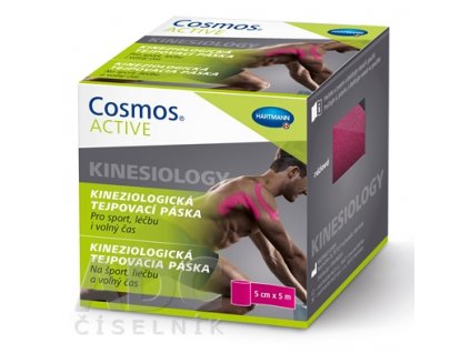 Cosmos Active kineziologická tejpovacia páska ružová 5 cm x 5 m 1 ks