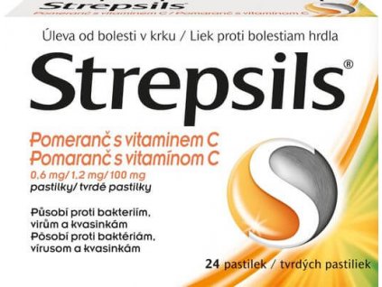 Strepsils pastilky pomaranč s vit. C 24 ks