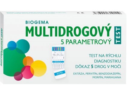 Biogema Multidrogový Test Jednokrokový na morfín, marihuanu, pervitín, extázu a benzodiazepíny (v moči)
