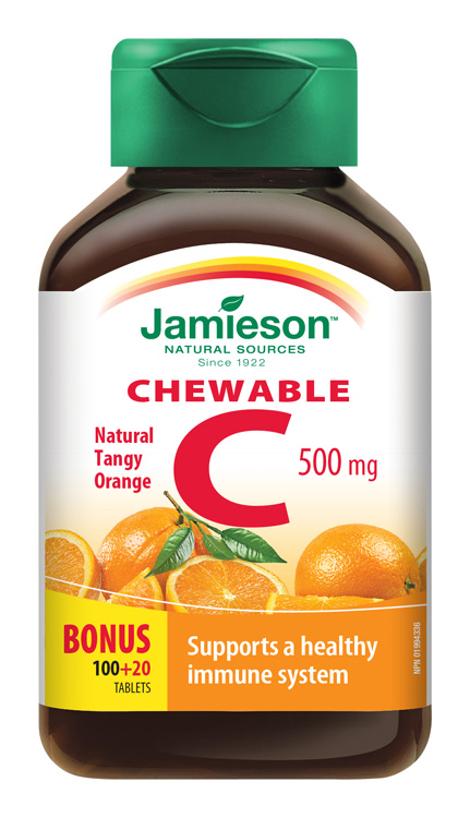 Jamieso Vitamín C 500 mg tablety na cmúľanie s príchuťou pomaranča 120 tbl.