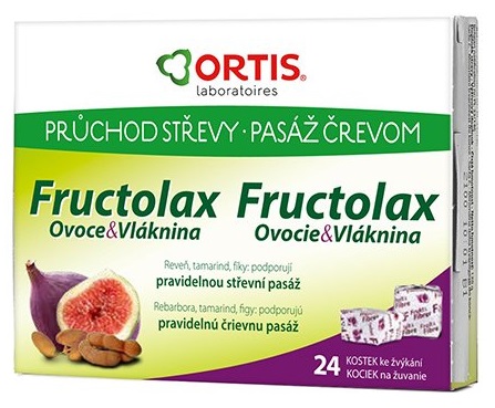 Ortis Fructolax Ovocie & Vláknina žuvacie tablety na podporu trávenia 24 tbl