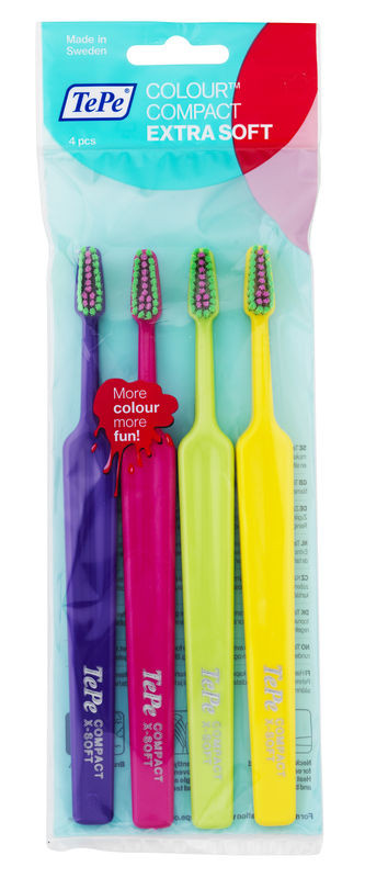 TEPE Compact Colour X-soft zubná kefka vo vrecúšku 3+1 zdarma 4 ks