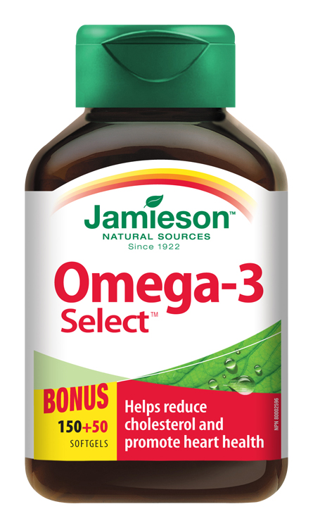 Jamieson Omega-3 Select tobolky pre normálnu činnosť srdca a mozgu 200 ks