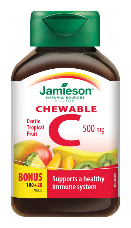 JAMIESON Vitamín C 500 mg tropické ovocie 120 tabliet na cmúľanie