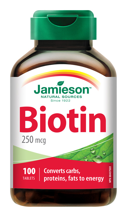 Jamieson Biotin 250 mcg tablety pre krásne vlasy, pleť a nechty 100 tbl