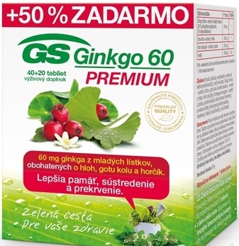 GS Ginkgo 60 PREMIUM výživový doplnok, 60ks