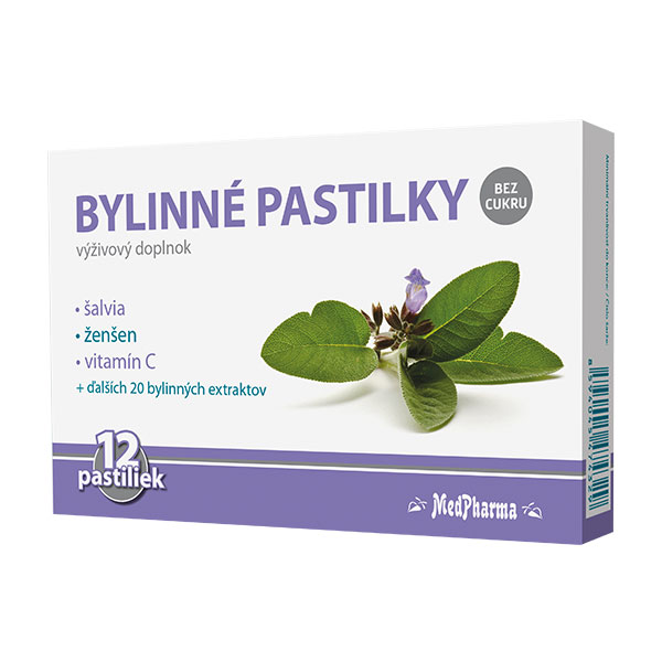MedPharma BYLINNÉ PASTILKY Bez cukru, 12ks