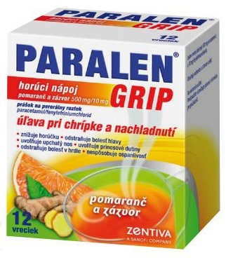 PARALEN GRIP horúci nápoj pomaranč a zázvor prášok na perorálny roztok 500 mg/10 mg 12 vrecúšok