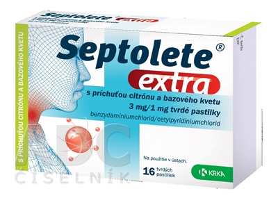 SEPTOLETE extra citrón a bazový kvet pastilky 16 pastiliek
