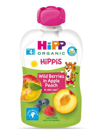 HiPP HiPPis kapsička lesné plody s jablkom a broskyňou 100g