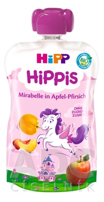 Hipp HiPPis BIO 100% ovocie jablko - broskyňa - mirabelka ovocný príkrm 100 g