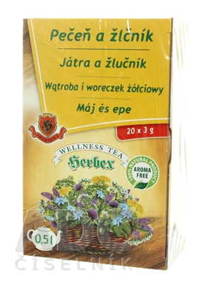HERBEX Pečeň a žlčník bylinný čaj, 20 x 3 g