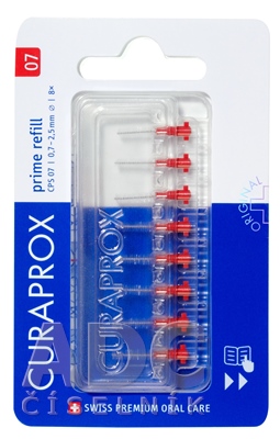 CURAPROX CPS 07 prime refill červené medzizubné kefky bez držiaka 8 ks