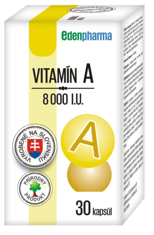 EDENPharma Vitamín A 8000 I.U. tobolky na podporu zdravia zraku 30 cps