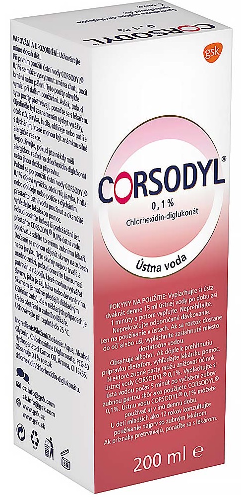 CORSODYL Ústna voda 200 ml