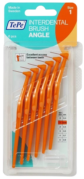 TEPE Medzizubná kefka ID Angle 0,45mm - oranžová 6 ks