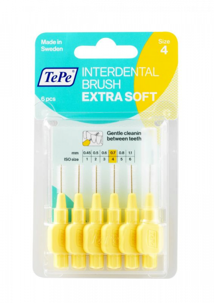 TEPE Extra soft Medzizubné kefky 0,7 mm svetložlté 6 ks