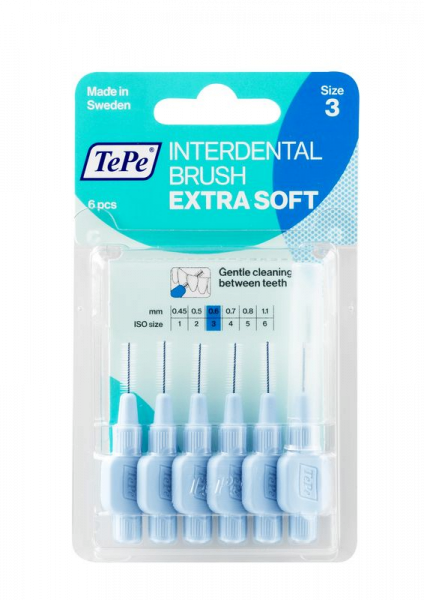 TEPE Extra soft Medzizubné kefky 0,6mm svetlomodré 6 ks