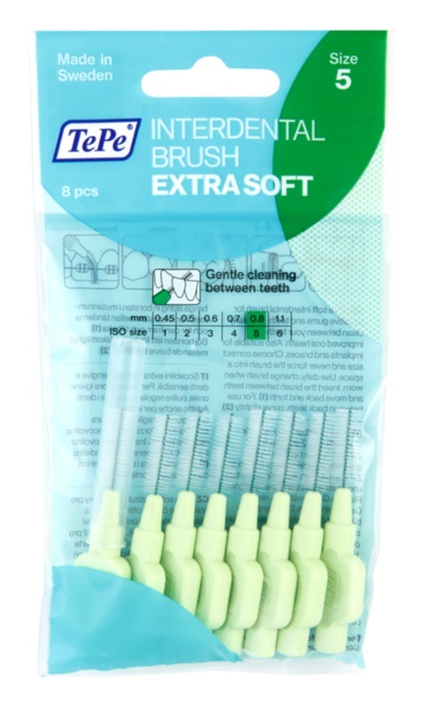 Medzizubná kefka 0,8 mm extra soft svetlozelená 8 ks