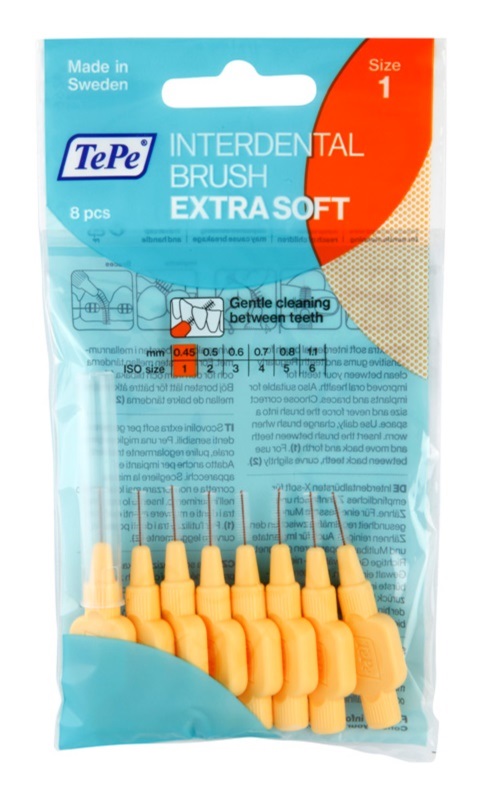TePe EXTRA SOFT medzizubné kefky na dentálnu starostlivosť 0,45 mm, 8ks