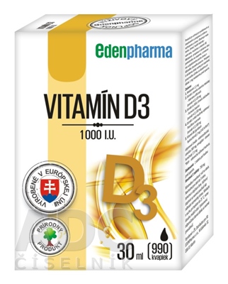 EDENPHARMA Vitamín D3 2000 I.U. kvapky 20 ml