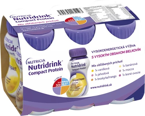 NUTRIDRINK COMPACT PROTEIN, mix príchutí, 6x125ml