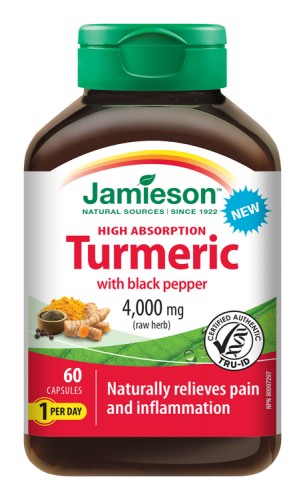 Jamieson Turmeric with black pepper 4,000 mg kapsuly na podporu spaľovania tukov 60 cps