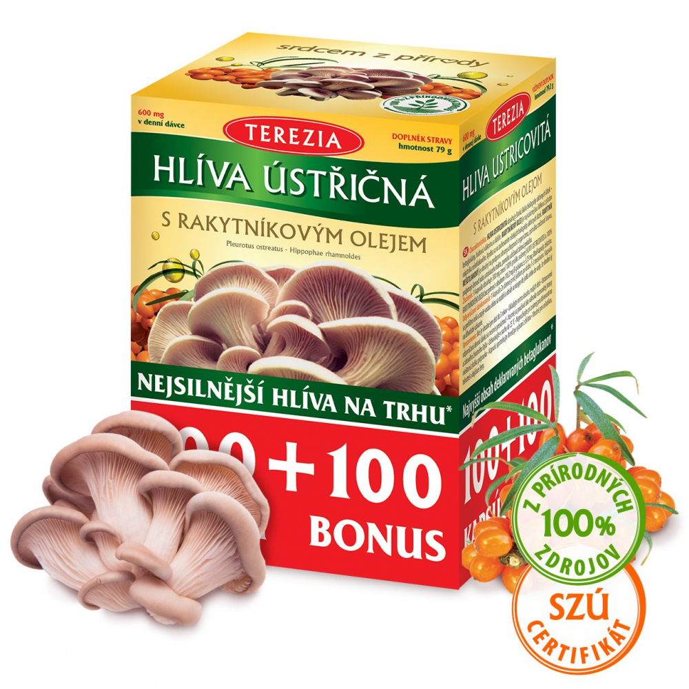 TEREZIA HLIVA USTRICOVITÁ S RAKYTNÍKOVÝM OLEJOM, 2x60 cps + Vit. D3 30 cps zadarmo