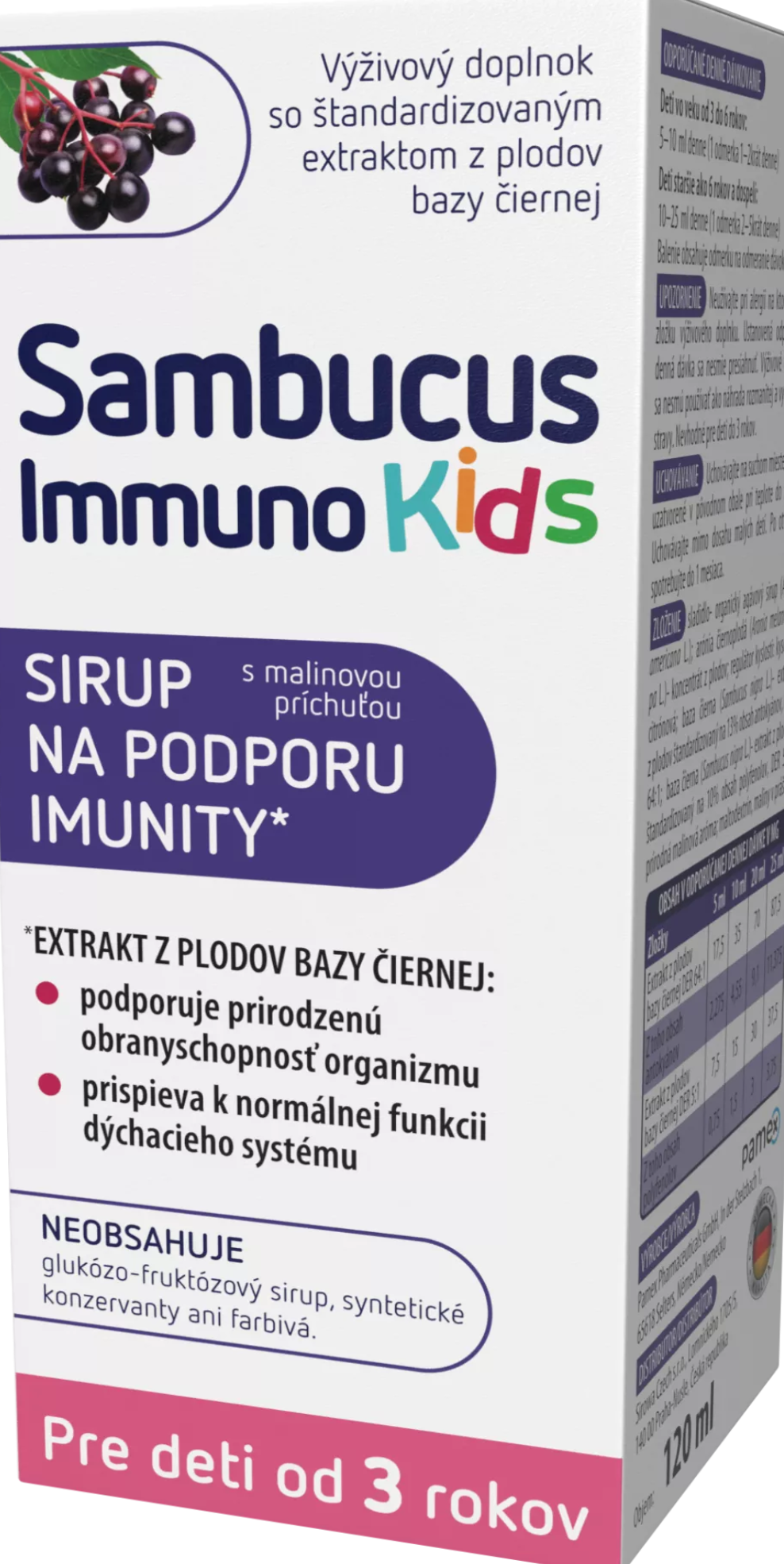 Sambucus Immuno Kids sirup na podporu imunitného systému pre deti 120 ml