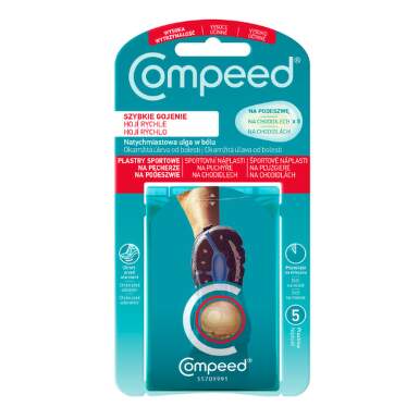 Compeed NÁPLASŤ ŠPORT na pľuzgiere na chodidlách gélová 5ks
