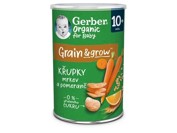GERBER Organic chrumky pšenično-ovsené s mrkvou a pomarančom od ukonč. 10. mesiaca 35 g