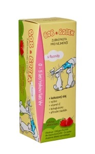 Bob a Bobek detská zubná pasta s malinovou a jahodovou príchuťou (0-6 rokov), 50 ml
