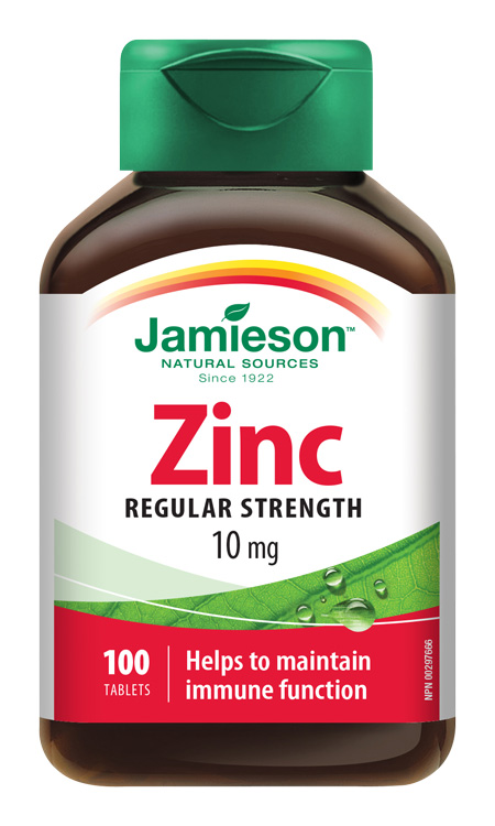 Jamieson Zinc 10mg tablety na podporu imunitného systému, pre krásne vlasy, pleť a normálny stav zubov 100 tbl