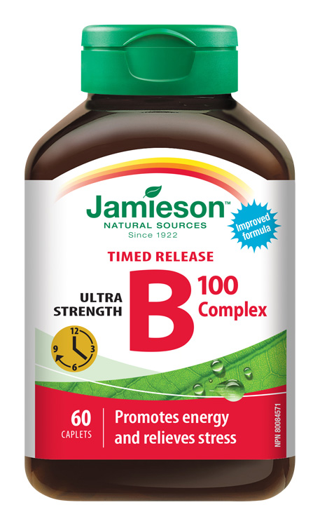 Jamieson B-komplex s postupným uvoľňovaním 100 mg tablety na normálnu činnosť nervovej sústavy a pre krásnu pleť 60 tbl