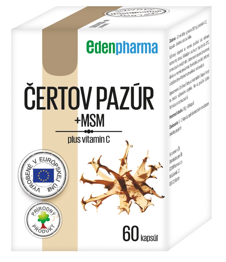 EDENPHARMA Čertov pazúr + MSM plus vitamín C 60 kapsúl