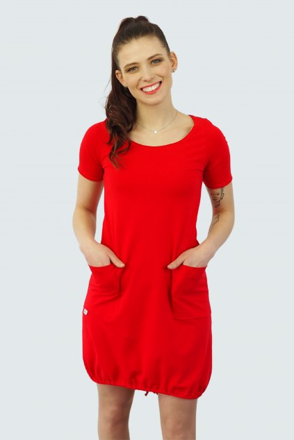 Šaty Iva červená - krátký rukáv