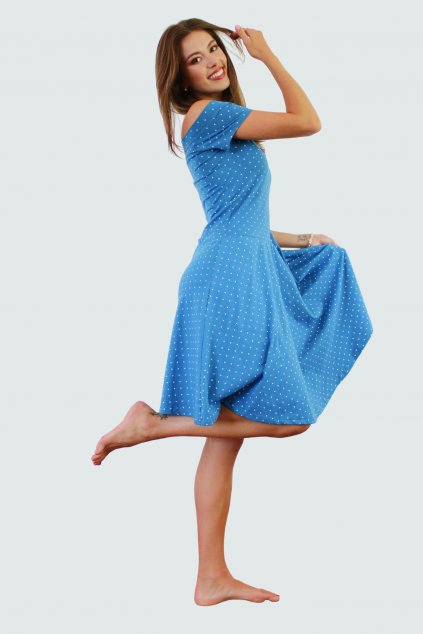 Šaty Olivia -sv.modrý puntík