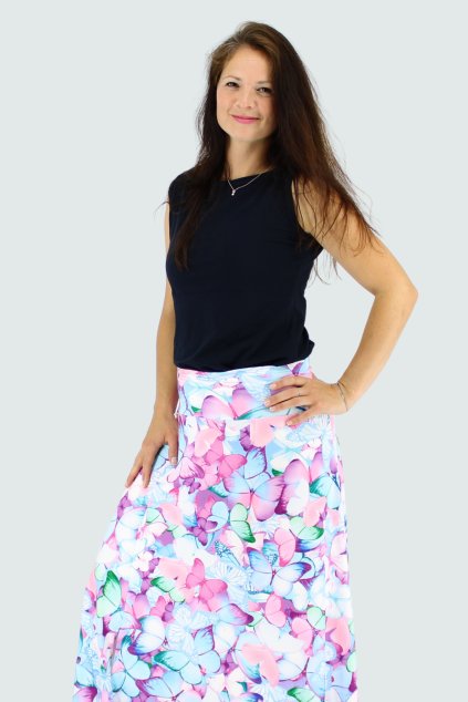 Dlouhá sukně- Modrý motýl