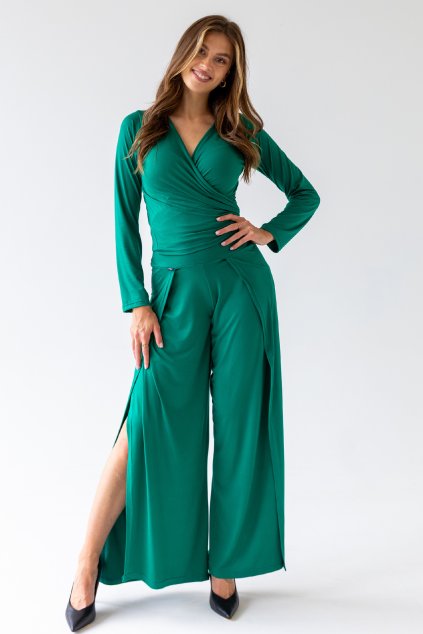 zavinovací kalhoty - sytě zelená