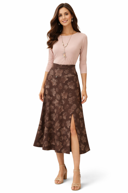 Módní modelka v hnědé sukni
