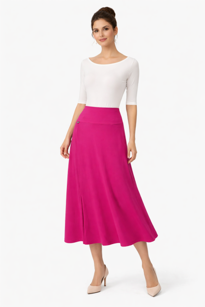 Elegant model in fuchsia skirt