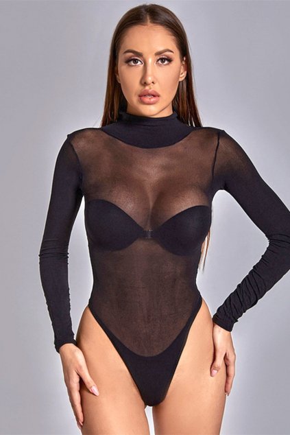 eliza bodysuit polo neck black 1