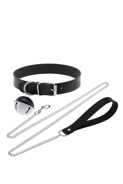 tessa harness leather collar bell black 1